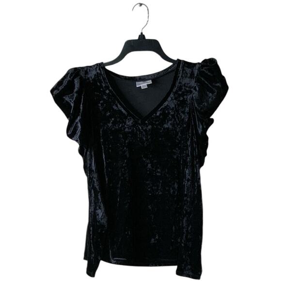 Bisou Bisou Michele Bohbot Vintage Shirt Womens M Long Sleeve Ruffled Cap Velvet - Picture 2 of 8